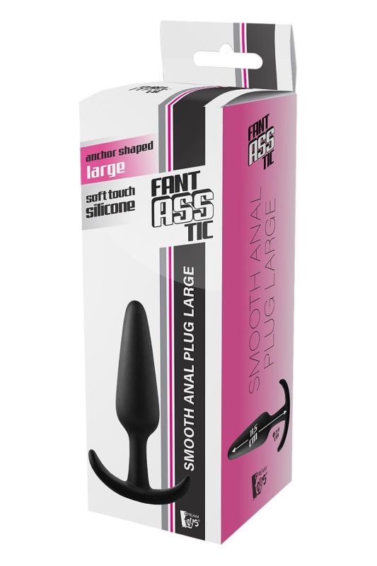 Анальный плаг черный Dreamtoys FantASStic Smooth со стоппером в форме якоря, Large вид 8