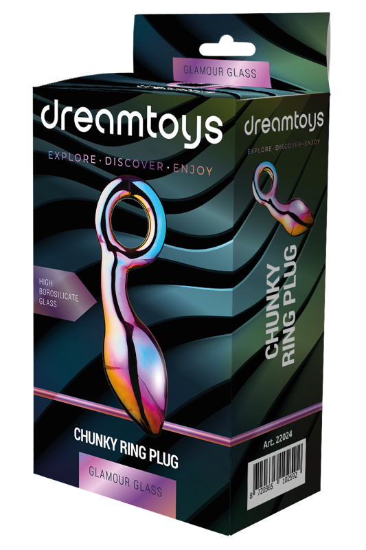Анальний плаг із боросилікатного скла GLAMOUR GLASS CHUNKY RING PLUG вид 6