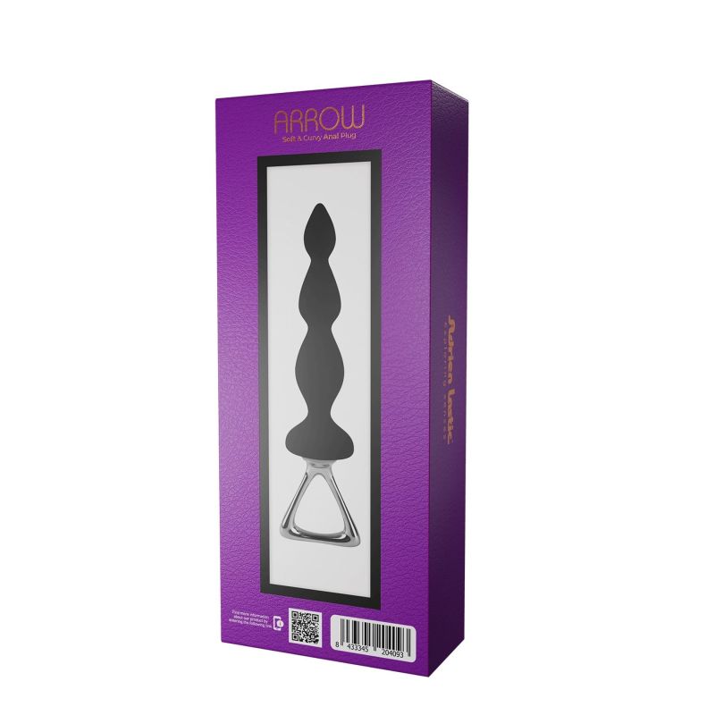 Анальний стимулятор-ялинка Adrien Lastic Arrow з металевим утримувачем, чорний вид 6