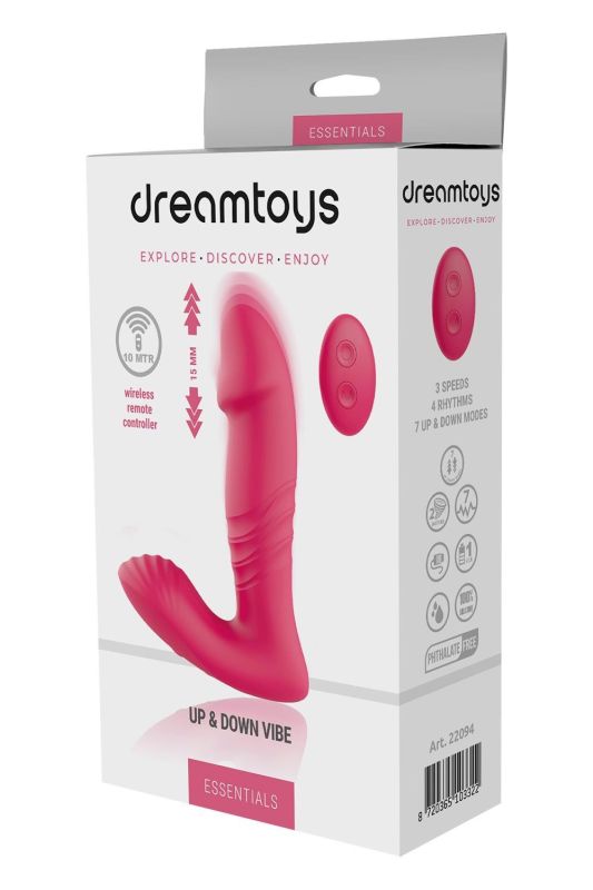 Анальний вібратор DREAM TOYS Essentials із поступальними рухами, рожевий вид 6
