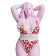 Ажурное боди WHITE FLORAL & LACE TEDDY, XL