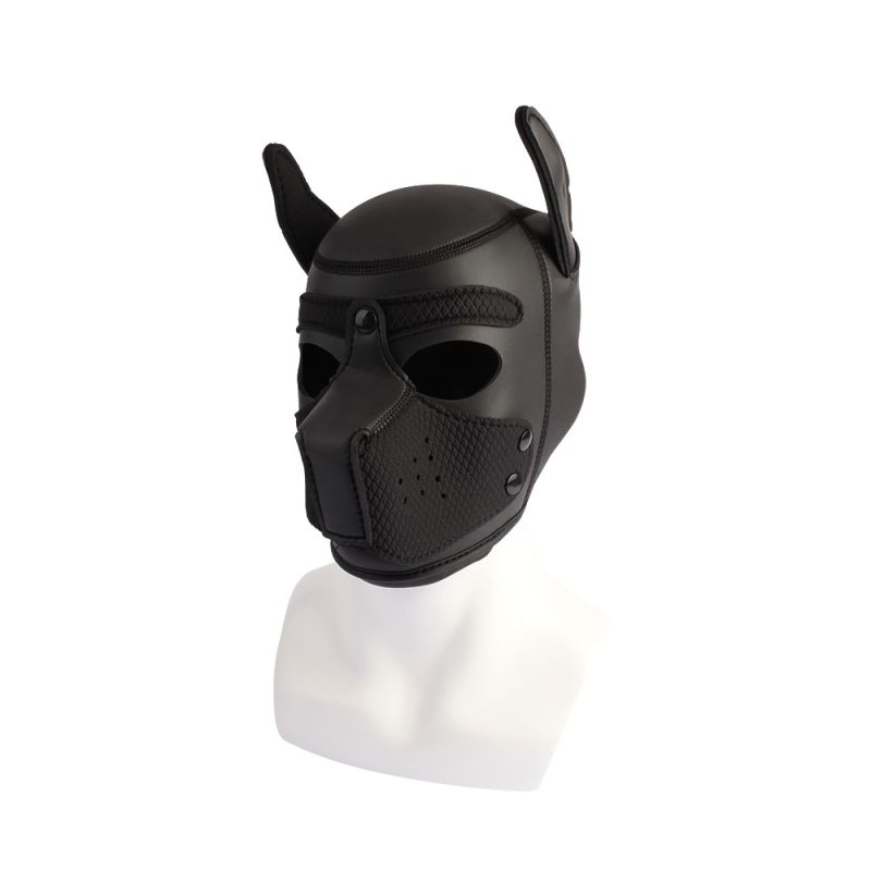БДСМ маска собаки Chisa Sins Be My Master Bondage Puppy Hood, передня частина відстібається, чорна вид 6