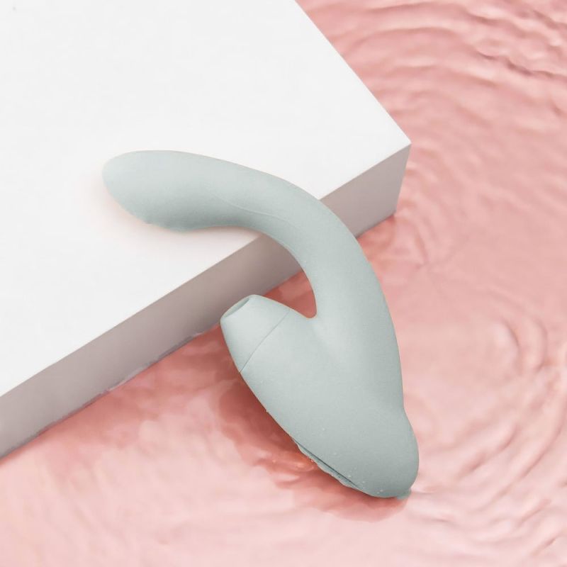 Безконтактний вібратор з подвійною стимуляцією та підігрівом Sweet Em, сірий вид 3