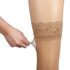 Бежевые ажурные чулки с кружевом Star Night на силиконовой ленте вид 5