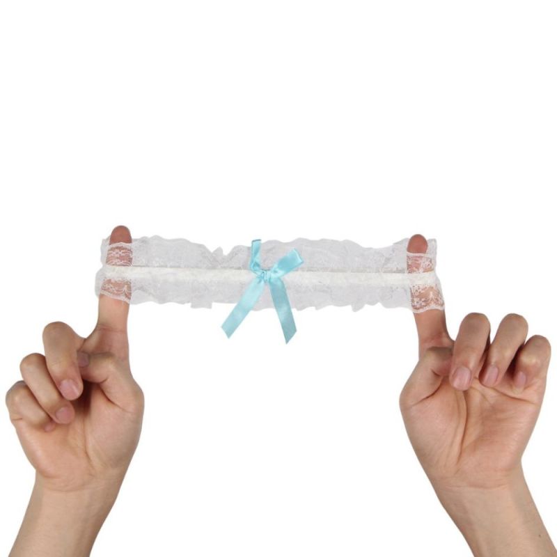 Пара білих підв'язок Star Night з блакитними бантиками вид 4