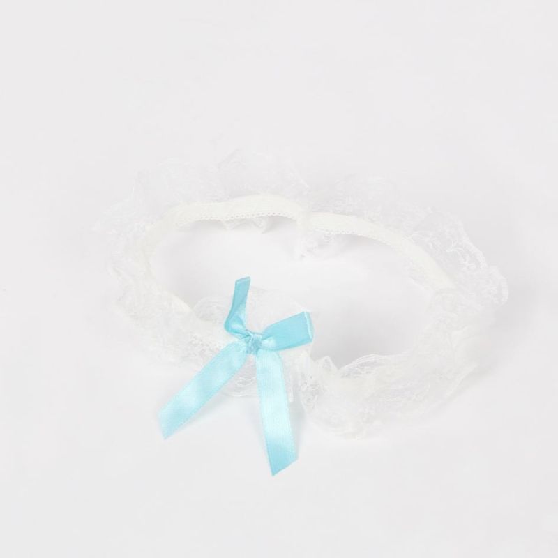 Пара білих підв'язок Star Night з блакитними бантиками вид 5