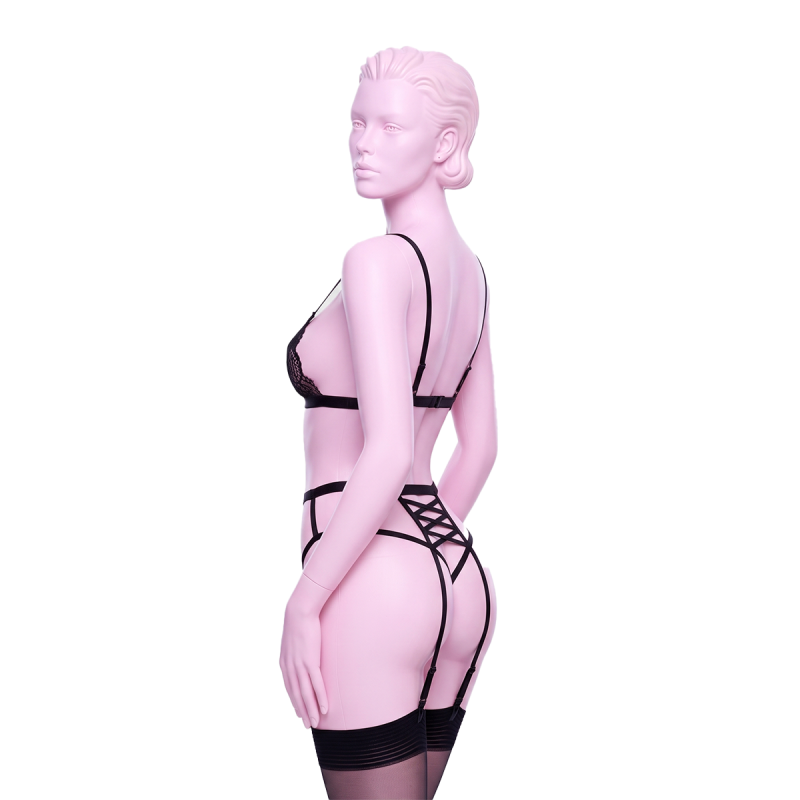 Боді Baci Lingerie, S/M, мереживне, з тримачами для панчіх, чорне вид 3