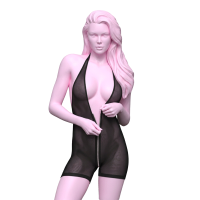 Боді блискавка Rene Rofe Hot Short Zip Bodysuit, чорний, S/М