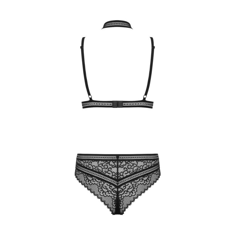 Боді комплект чорний Obsessive Ailay teddy set L / XL вид 3