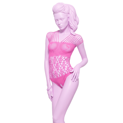 Боді з декоративним плетінням Passion BS035 рожеве, One Size