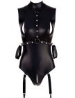 Боді без рукавів Star Night із чорної штучної шкіри з відкритими грудьми, XS/S (без коробки) вид 4