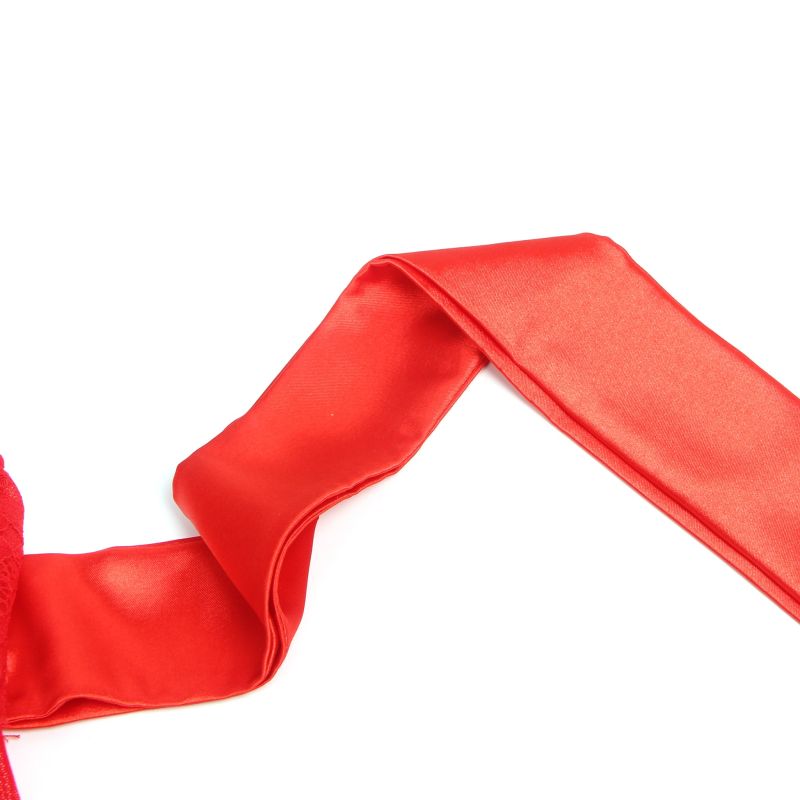 Боди с подвязками для чулок Star Night и атласными лентами на руки, красный, S вид 13