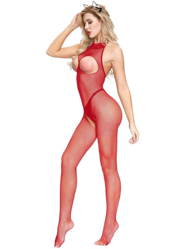 Бодістокінг-сітка Star Night з вирізом для грудей, червоний (без коробки) вид 4