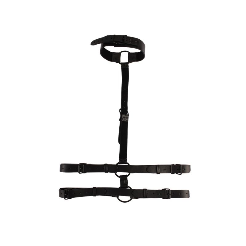 Бондаж-портупея Chisa BEHAVE! Luxury Fetish с ошейником, черная вид 3