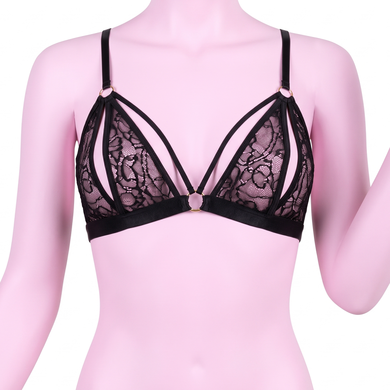 Бюстгальтер кружевной OhMyG! Paris Bra с разрезами в зоне сосков, черный, L-XL вид 2