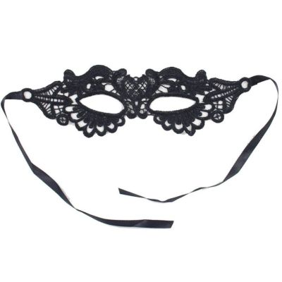 Чорна мережива маска для очей Star Night Lace Eye Mask на зав'язках, чорна, 2 шт