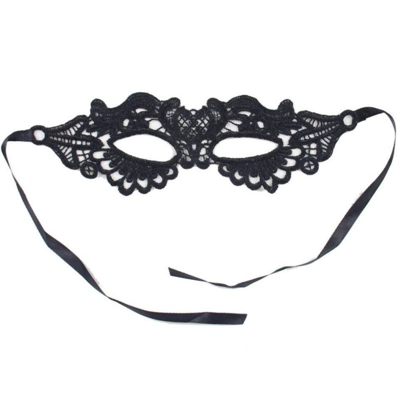 Черная кружевая маска для глаз Star Night Lace Eye Mask на завязках, черная, 2 шт вид 4