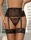 Черные кружевные трусики с высокой талией Star Night и подтяжками для чулок, черные, L вид 2