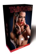 Чорні наручники Taboom Wild Roses Wrist Cuffs з декоративними червоними трояндами