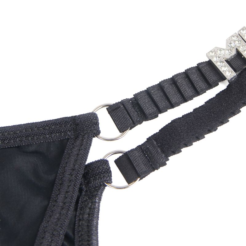 Черные сексуальные трусики стринги Star Night со стразами, M вид 8