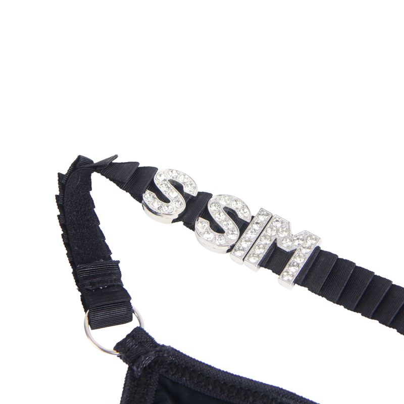 Чорні сексуальні трусики стрінги Star Night зі стразами, М вид 7