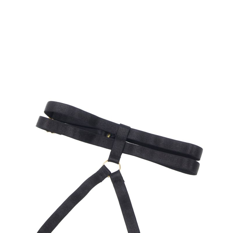 Чорний сексуальний оксамитовий комплект білизни Star Night з чокером та декоративною фурнітурою, L вид 10