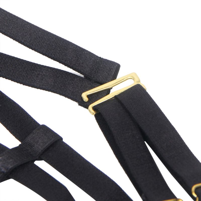 Чорний сексуальний оксамитовий комплект білизни Star Night з чокером та декоративною фурнітурою, L вид 11