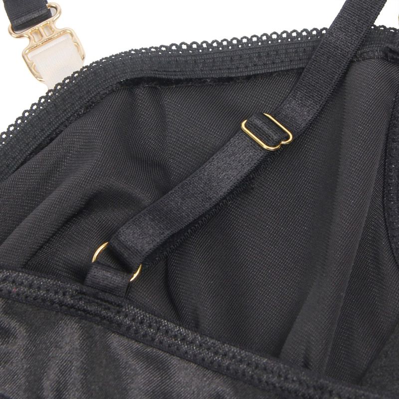 Чорний сексуальний оксамитовий комплект білизни Star Night з чокером та декоративною фурнітурою, L вид 13