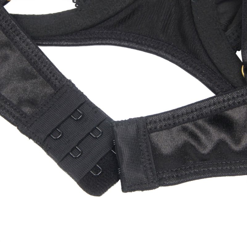 Чорний сексуальний оксамитовий комплект білизни Star Night з чокером та декоративною фурнітурою, M вид 13