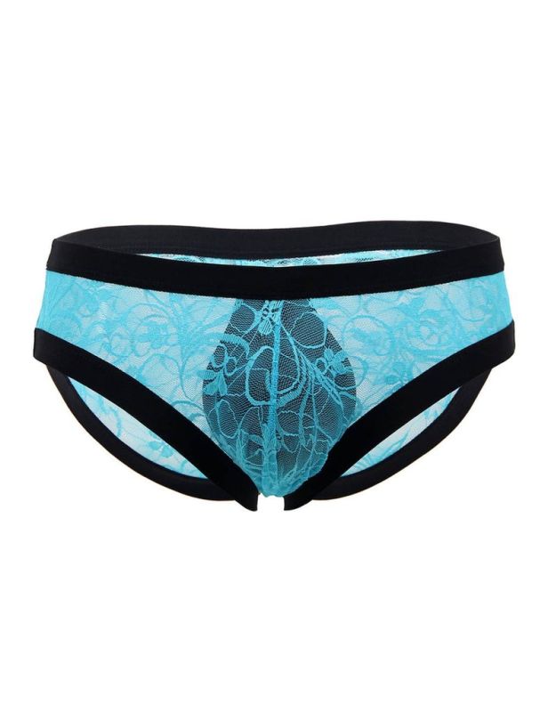 Чоловічі мереживні труси Star Night блакитні з чорним оздобленням, XS вид 5
