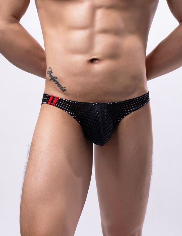 Дихаючи сітчасті сексуальні чоловічі труси Star Night чорні, M вид 2