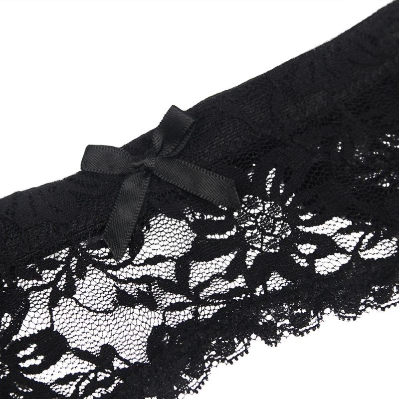 Мереживний пояс для панчіх Star Night з трусиками, чорний вид 6