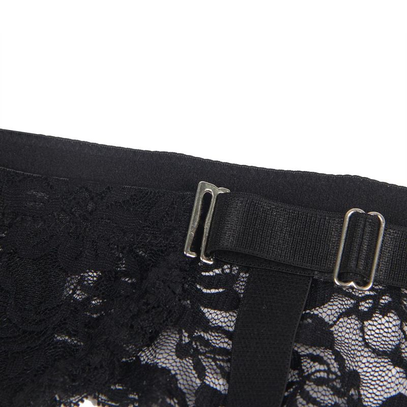 Кружевной пояс для чулок Star Night с трусиками, черный вид 4