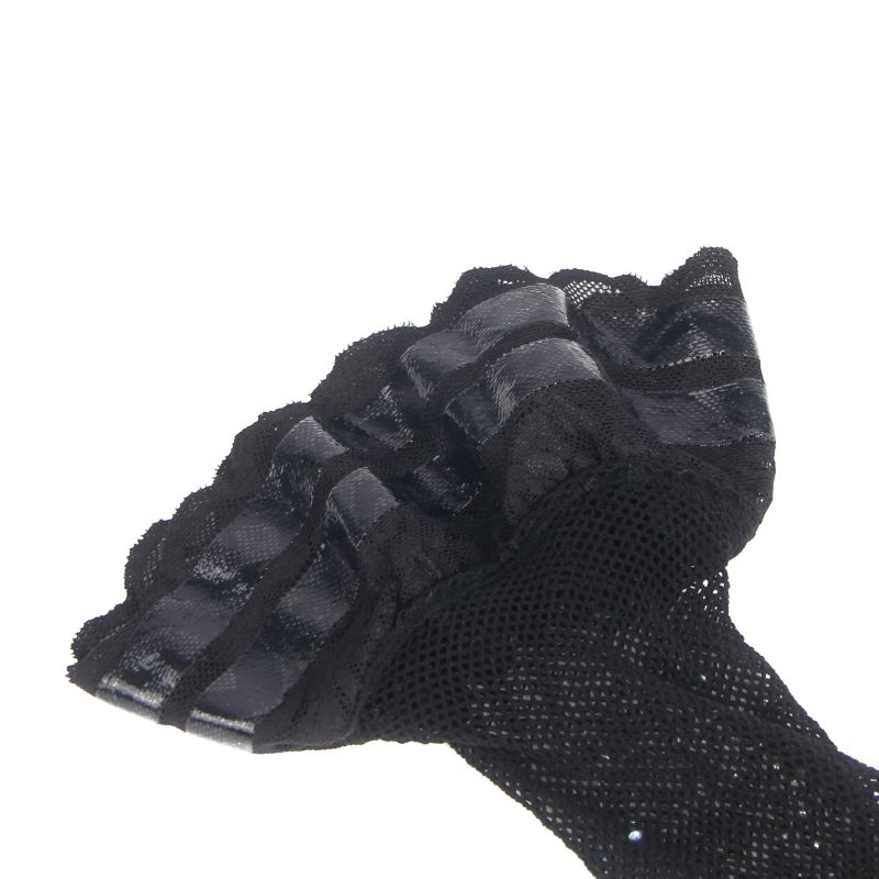 Чулки черные в сеточку со стразами Star Night на силиконовой ленте, XS/M вид 8