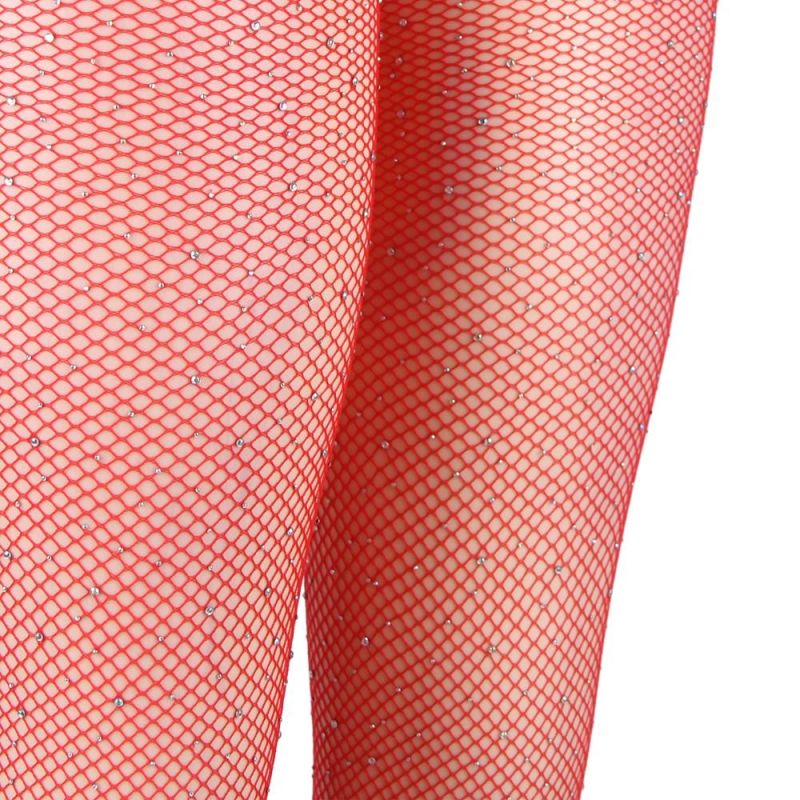 Колготки з відкритим доступом та стразами Star Night червоні XS-M вид 5