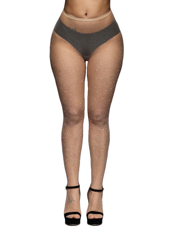 Колготки у сіточку зі стразами Star Night тілесного кольору XS-L вид 3