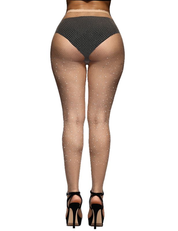 Колготки у сіточку зі стразами Star Night тілесного кольору XS-M вид 5