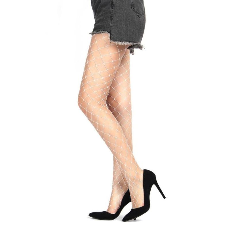 Колготки у велику сіточку Star Night Fence Net Pantyhose білі XS-M вид 3