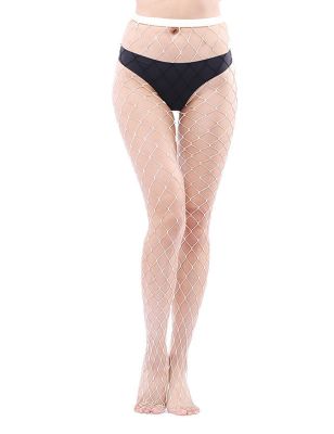 Колготки в большую сеточку Star Night Fence Net Pantyhose белые XS-M