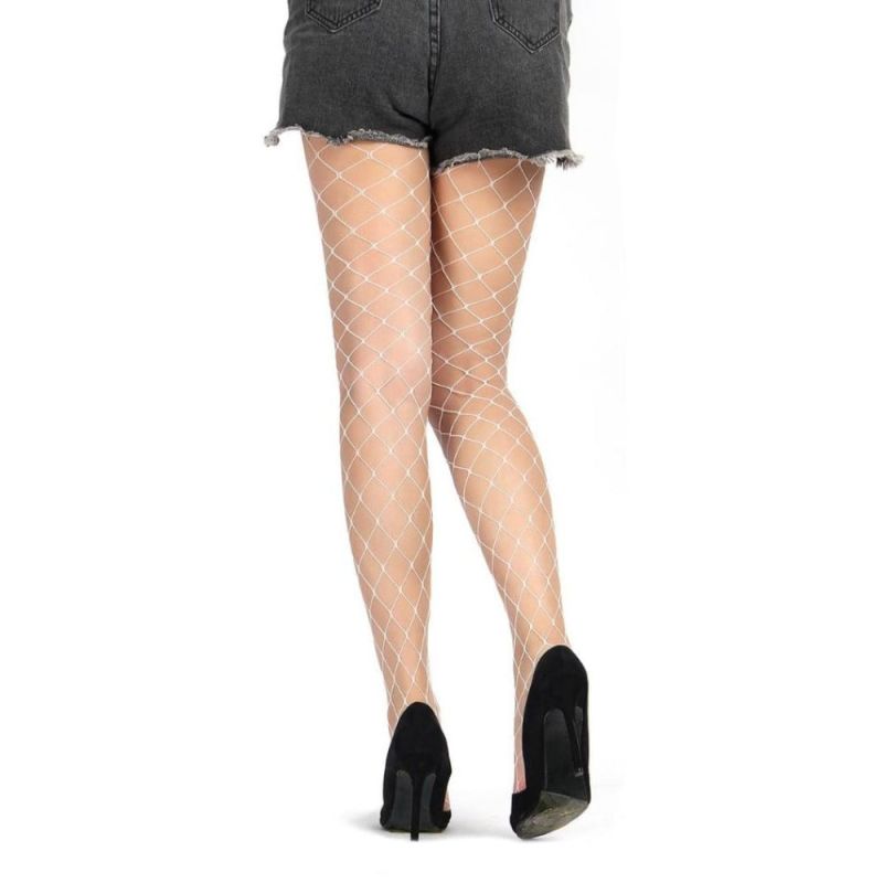Колготки в большую сеточку Star Night Fence Net Pantyhose белые XS-M вид 4