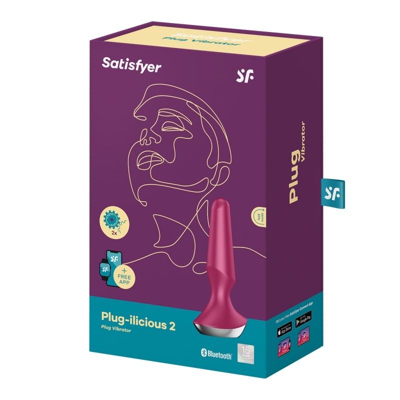 Анальна пробка з функцією керування зі смартфона Satisfyer Plug-ilicious 2, бордовий вид 6