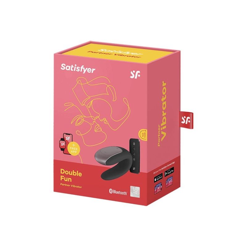 Вібратор для пар з фірмовим пультом керування Satisfyer Double Fun, чорний вид 8
