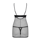 Cорочка сетка Obsessive Redella трусики в комплекте, черный, S/M вид 3