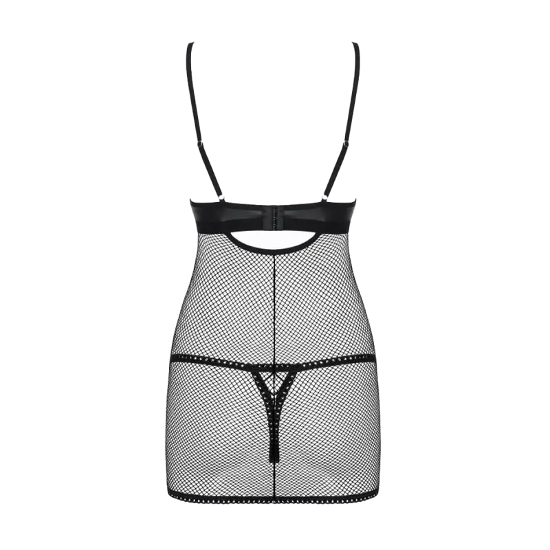 Cорочка сетка Obsessive Redella трусики в комплекте, черный, S/M вид 3