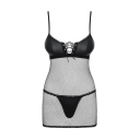 Cорочка сетка Obsessive Redella трусики в комплекте, черный, S/M