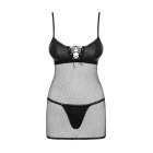 Cорочка сітка Obsessive Redella трусики в комплекті, чорний, S/M вид 2