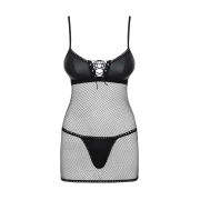 Cорочка сетка Obsessive Redella трусики в комплекте, черный, S/M
