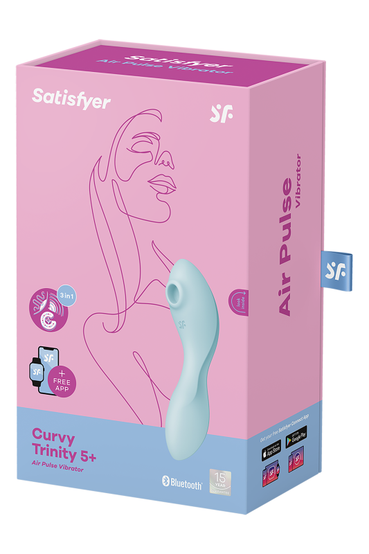Подвійний смарт вібратор із вакуумною стимуляцією Satisfyer Curvy Trinity 5 + блакитний вид 5