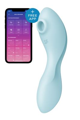 Подвійний смарт вібратор із вакуумною стимуляцією Satisfyer Curvy Trinity 5 + блакитний