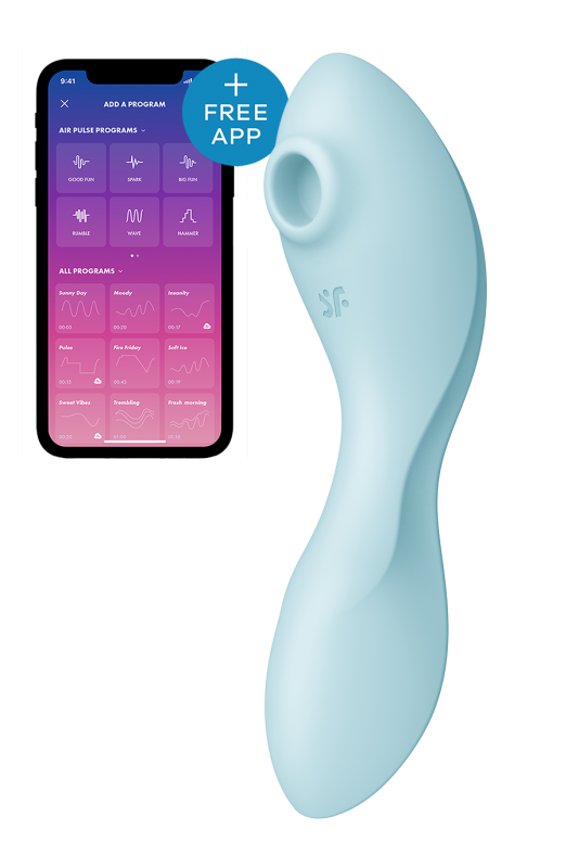 Подвійний смарт вібратор із вакуумною стимуляцією Satisfyer Curvy Trinity 5 + блакитний вид 2